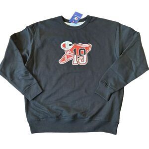 Champion Sweatshirt XL Black Noir Crewneck Fleece Winged Foot Patch